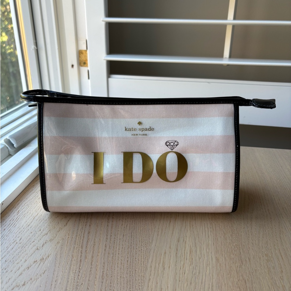 Kate Spade Gold 'I Do', ‘I Did’ Bag with Pink Stripes